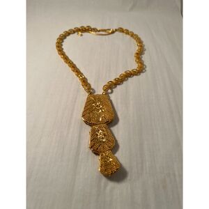 Habesha‑Style Gold‑Tone Filigree Pendant Necklace | Ethiopian/Eritrean Wedding